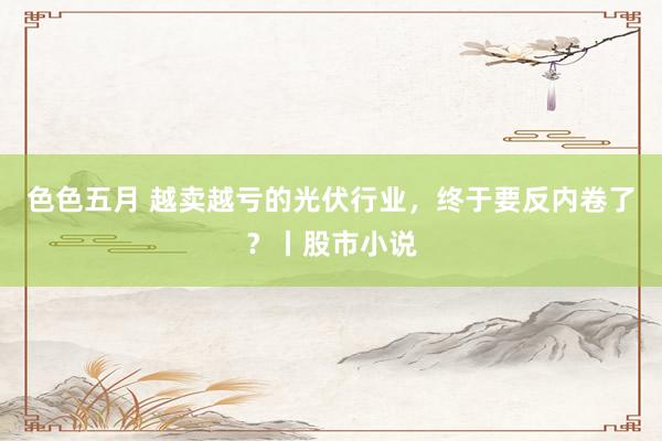 色色五月 越卖越亏的光伏行业,终于要反内卷了?丨股市小说