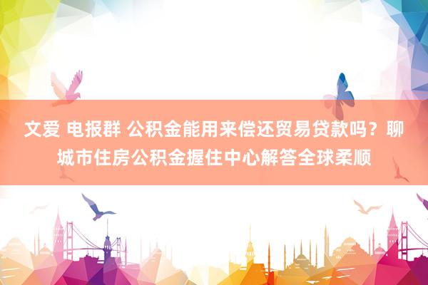 文爱 电报群 公积金能用来偿还贸易贷款吗?聊城市住房公积金握住中心解答全球柔顺